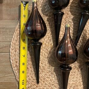 Hand blown Glass Choco Custom 10” Ornament Set Of 6 For Show House Retailed $150